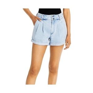 NEW PAIGE SHORTS BETH HIGH RISE CUFFED SHERRY BLUE PLEATED DENIM SIZE 30 *X